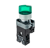 MTB2-BK2361 Переключатель с LED подсветкой, 24V AC/DC , зеленый, 2 полож. 1NO, фикс., мет.