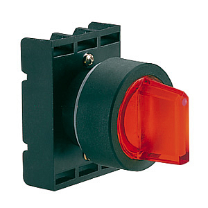 8 LP2T SL1204 Переключатель с подсветкой, пластиковый с короткой ручкой (с крепежным основанием), 2 положения с фиксации 0-1, красный