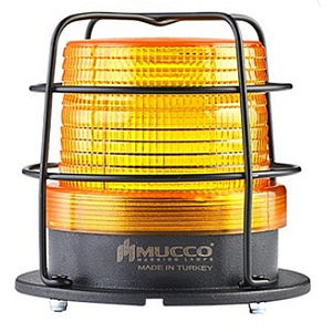 SNT-925-KFS-3 Сигнальный маяк 90 мм, цилиндрический корпус, монтаж на поверхность, 5 режимов свечения, Жёлтый, 85-260V AC/DC, IP65.