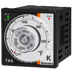 TAS-B4SKCF Температурный контроллер, 1/16 DIN, аналоговый, ПИД регулирование, выход ТТР, термопара типа К, 32-2192 F, 100-240VAC