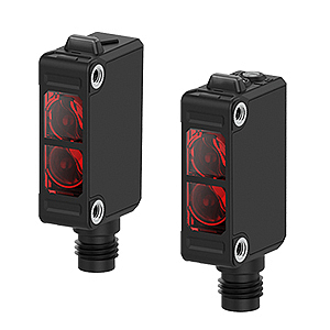 BJX10M-TDT-C Двухкомпонентный фотодатчик, на пересечение луча, расст.сраб. 10 метров, красный 650 нм, размер 11x32x20 мм, мин. объект - диаметр 15 мм, выход NPN, на свет/на затемнение, рег. чувст-сти, питание 10-30VDC, IP65,разъем М8