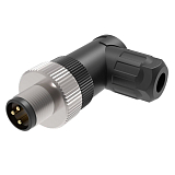 QE8-W3G Разъем угловой M8, 3pin, папа (штекер, вилка), медно-никелевый сплав + PVC; Imax-4A, 60VAC/DC, IP67, под кабель 4…5мм, -40˚С…85˚С preview