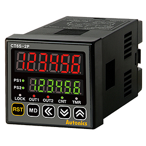 CT6S-2P2T Счётчик-таймер, 1/16 DIN, 6 разрядный СИД дисплей, 2 уставки, 2 релейных выхода &1NPN-выход с открытым коллектором, выход RS485, 24-48 VDC/ 24VAC