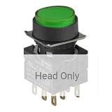 S16PR-E2G Кнопочный выключатель, круглый, 16 мм, выступающие, с фиксацией, Зеленый, (без блоков контактов)