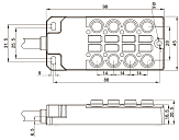 DB080803-2-07P Распределительная коробка M8x1x3 пин/8 отверстий/7 м PUR кабель /PNP выход