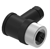 QE12-N4G разъём угловой M12, 4-pin, мама (гнездо), медно-никелевый сплав + PVC; А-кодирование, Imax-4A, 250VAC/DC, IP67, -40˚С…85˚С, под кабель 4...6мм, винтовые зажимы