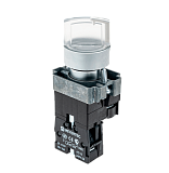 MTB2-BK2761 Переключатель с LED подсветкой, 24V AC/DC , прозрачный, 2 полож. 1NO, фикс., мет.