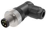 QE8-W4G разъём угловой M8, 4-pin, папа (штекер, вилка), медно-никелевый сплав + PVC; Imax-4A, 60VAC/DC, IP67, под кабель 4…6 мм, -40˚С…85˚С