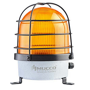 SNT-D12522-KFS-3 Сигнальная лампа в алюминиевом корпусе, с защитной решеткой, стробоскопический эффект, Красный, 85-260V AC/DC, IP65.