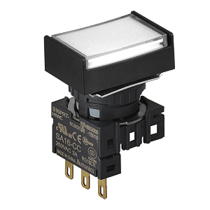 S16PRT-H4WC12 WHITE/1C/LED 12V Кнопочный выключатель, прямоугольный, 16 мм
