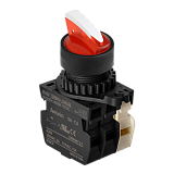 S2SRN-L1RABDM Селекторный переключатель "клюв" с подсветкой, короткая ручка Shark, красный, 2-х позиционный