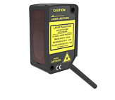 PDE-CR400TGR Лазерный датчик положения объектов с цифровым OLED дисплеем, рабочая дистанция 400 мм ±200 мм,точность 0,2-0,3%, шкала 400 мм, красный 650 нм, выход RS485 + выход PNP/NPN NO/NC, питание 12...24VDC, IP67, кабель 2 м