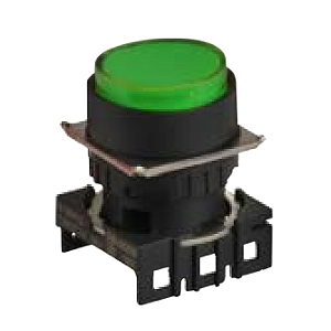 S16PR-E4G Толкатель кнопки, круглый, 16 мм, выступающий тип, с фиксацией (с возможностью подсветкой), цвет зеленый