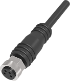 QE8-N4F10 Разъём прямой M8, 4-pin, мама (гнездо), медно-никелевый сплав + PVC, кабель 4-жильный, Imax-4A, 60VAC/DC, длина 10 м