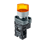MTB2-BK3563 Переключатель с LED подсветкой, 220V AC/DC, желтый, 3 полож. 1NO, фикс., мет.