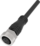 QE12-N3F2 Разъём прямой с кабелем. разъём: M12, 3-pin, мама (гнездо), Imax-4A, 250VAC/DC, -30˚С…90˚С, IP67, медно-никелевый сплав + PVC; Кабель: 3-жильный, 2 м