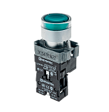 MTB2-BW3363 Кнопка с LED подсветкой, зеленая, 220V AC/DC, 1NO, металл