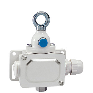 PLN13 13 11 Концевой выключатель канатный кольцевой рычаг для аварийного отключения, с кнопкой перуставки, контакты 1НО+1НЗ группа,  усилие тяги 60Н. вес 250 гр. IP 65