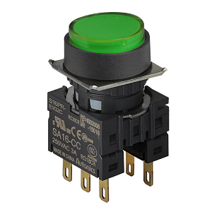 S16PR-E2G2C GREEN/2C Кнопочный выключатель, круглый, 16 мм