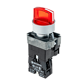 MTB2-BK2463 Переключатель с LED подсветкой, 220V AC/DC, красный, 2 полож. 1NC, фикс., мет.