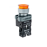 MTB2-BW3563 Кнопка с LED подсветкой, желтая, 220V AC/DC, 1NO, мет.