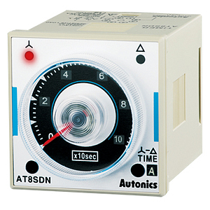 AT8SDN Аналоговый таймер, Звезда-треугольник, 8-контактный штепсельный, Контакт "Звезда": Нормально открытый контакт: 1, Контакт "Треугольник": Нормально открытый контакт: 1, Секунды, 100-240 В~, 24-2