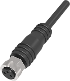 QE8-N3F10 Разъём прямой с кабелем M8, 3-pin, мама (гнездо), медно-никелевый сплав + PVC, кабель 3-жильный, Imax-4A, 60VAC/DC, IP67, -30˚С…90˚С, длина 10 м