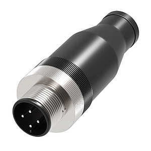 QE12-W4F Разъем M12, 4pin, вилка, прямой, пластиковый (PVC) корпус с накатанной (никелированная латунь) гайкой, А-кодирование,Imax-4A, 250VAC/DC, IP67, под кабель 4...6мм, температура эксплуатации -40?С…85?С