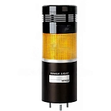 ML8M-B1FF-Y-B 90-240VAC Светодиодная сигнальная колонна, 150 мм корпус среднего размера, черный анодированый алюминий. постоянное + мигающее + зуммер, 1 секция, желтый цвет.