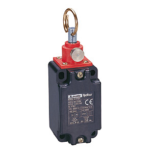 TL13 13 10  Концевой выключатель канатный кольцевой рычаг для аварийного отключения 1НО+1НЗ группа,  с кнопкой переуставки, усилие тяги 25Н. вес 125 гр