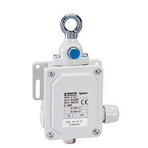 P2L15 13 12 Концевой выключатель канатный кольцевой рычаг для аварийного отключения, с кнопкой сброса, контакты 2НО+2НЗ, Усилие тяги 120Н, 460 гр.