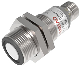 UR18-CC35DPH-E2 Ультразвуковой датчик M18, дистанция сраб. Sn=30-350 мм, питание 15...30VDC, PNP, режим гистерезиса, диффузное отражение, никелир. латунь, разъём М12 4-pin, в комплекте ответная часть разъём М12 4-pin с кабелем 2м + кронштейн, IP67