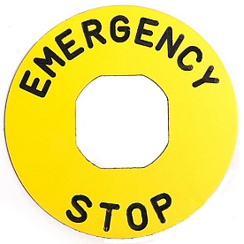 BET60P Табличка Ø60мм, с маркировкой "EMERGENCY STOP", пластик (EMAS)
