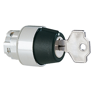 8LM2TS332G506 Переключатель с ключом в металлическом корпусе, (без крепежного основания ..AU120), 3 положения с фиксацией 1-0-2, Точка извлечения ключа в левом положении