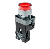MTB2-BW3463 Кнопка с LED подсветкой, красная, 220V AC/DC, 1NC, металл