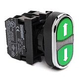 B101K20YYOK Кнопка печатная нажимная, сдвоенная зеленая со стрелками (1НО+1НО) preview