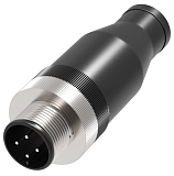 QE12-W4F разъём прямой M12, 4-pin, папа (штекер, вилка), медно-никелевый сплав + PVC; Imax-4A, 250VAC/DC, IP67, -40˚С…85˚С, под кабель 4...6мм, винтовые зажимы