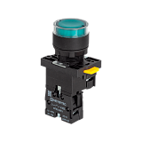 MTB2-EW33613 Кнопка зеленая с подсветкой, 1NO, 220V AC/DC, IP54, пластик