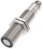 UR18-CM1D2PB-E5 Ультразвуковой датчик M18, дистанция сраб. Sn=60-1000 мм, питание 9...30VDC, 2 PNP, NO/NC, никелир. латунь, разъём М12 5-pin, в комплекте ответная часть разъём с кабелем 2м + кронштейн, IP67