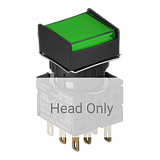 S16PRS-H1G GREEN Кнопочный выключатель, квадратный, позиция: 16 мм,тип ограждения: с ограждением с 2 сторон, тип эксплуатации: возврат, (без блока контактов) цвет - зеленый.